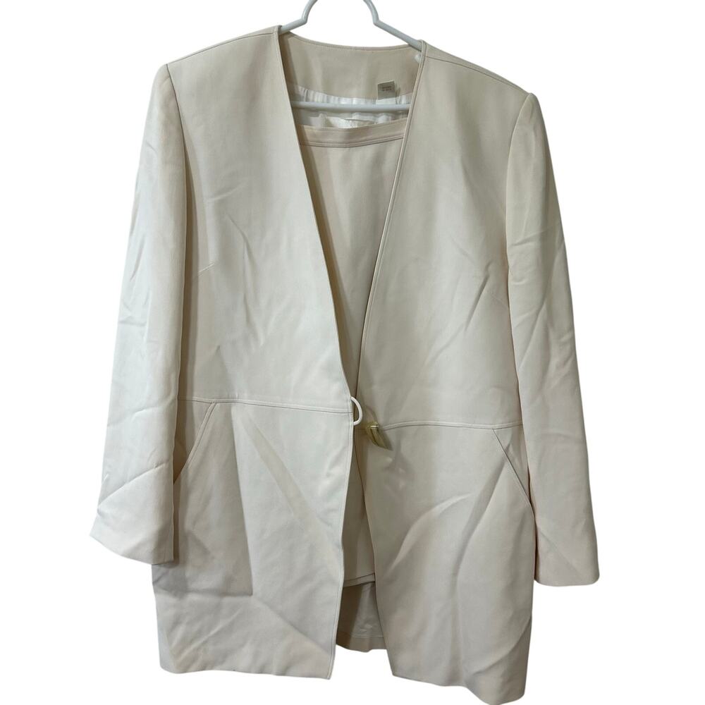 Dana Buchman Vtg Womens Size 12 100% Silk Cream Blazer & Skirt Suit Set Career
